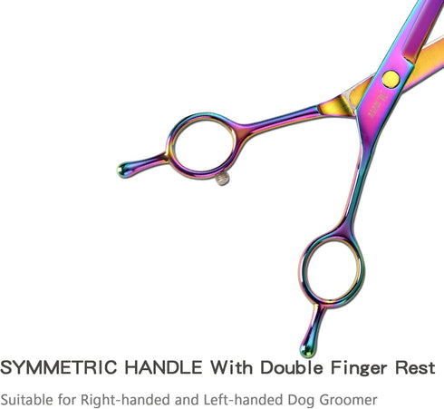 Dog Grooming Scissors Set with Safety Blunt Tip - Professional 7 in 1 Grooming Scissors for Dogs and Cats