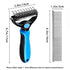 Dog Brush for Shedding - 2 Sided Deshedding Comb for Short & Long Haired Dogs, Cats & Pets - Blue