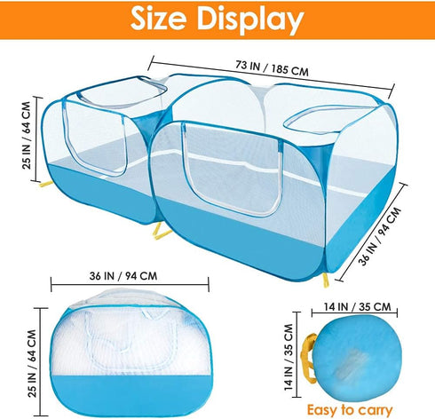 4 Lukovee Small Animals Playpen, Chicken Pen with Escape-Proof Detachable Bottom & Zipper Doors, Breathable Foldable