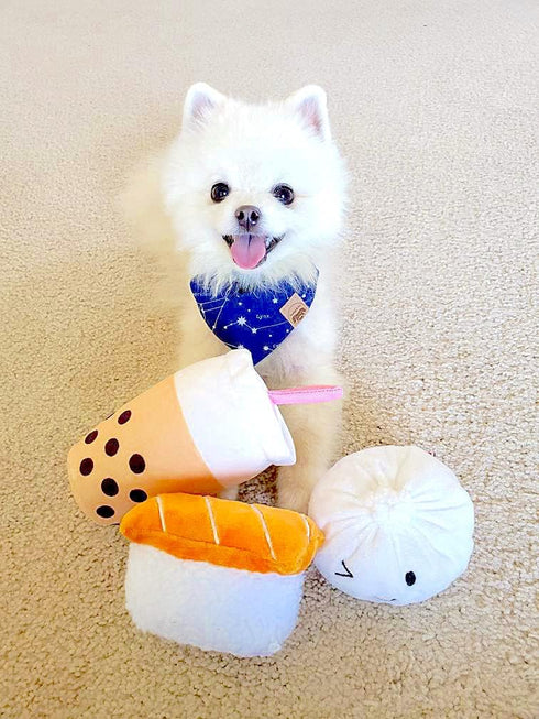 TONBO Cute Food Plush Dog Toys (Boba Time Combo)