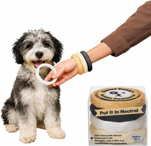 Puppy Teething Rings - 4 Pack, Bracelet Food Grade Silicone Chew Toys