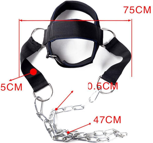 Padded Neck Training Head Harness with Chain for Weight Lifting Chin & Neck Exerciser