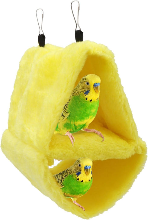 Wontee Bird Parrot Plush Hammock, Dual Layer Nest Shed for Parrot, Macaw, Budgies, Cockatiels (S, Yellow)