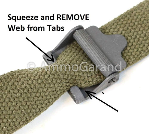 Green Web Sling M1 Garand US GI Pattern, Two Point OD Cotton, Made in USA