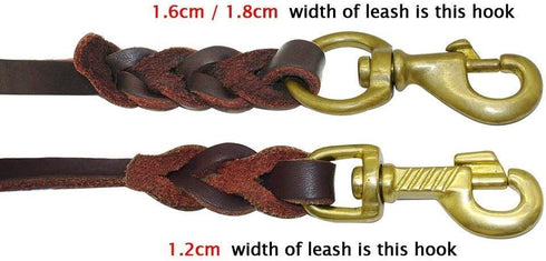 Leather Dog Leash - Latigo Leather Brown Braided Training & Walking Leash - 4 ft by 5/8 in (120cm 1.6cm)