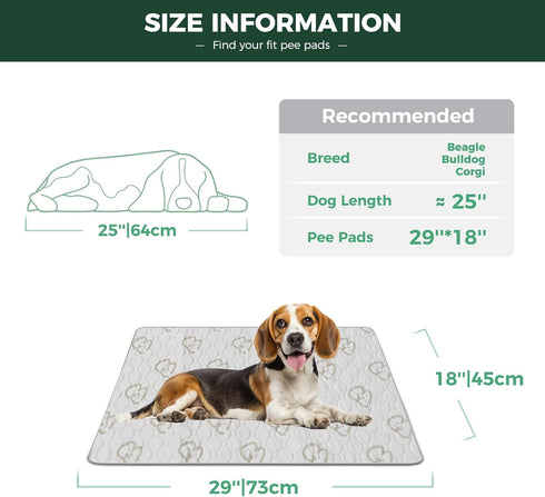 29" 18" 4 Packs FXW Washable Pee Pads for Dogs, Leak-Proof & Non-Slip, Specifically Designed for Potty Training