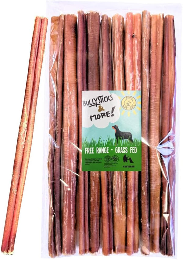 12 Inch Bully Sticks (Regular - 8 Pack) - 100% Grass Fed Beef, Dog Parents Choice Bully Stick Chews
