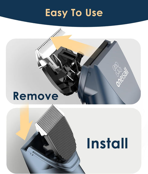 oneisall Cat Clippers for Matted Hair, Quiet Cordless Shaver for Long Hair, 2 Speed Grooming Kit (Blue)