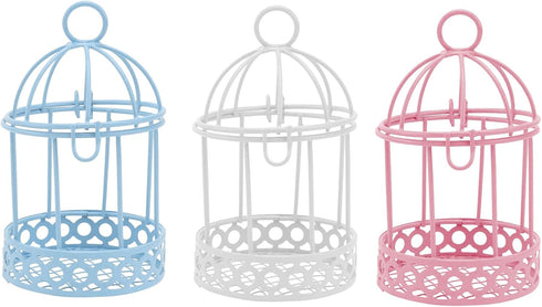3pcs Mini Birdcage Ornament, Metal Wire Bird Cage for Desktop Storage, Miniature Hanging Decoration