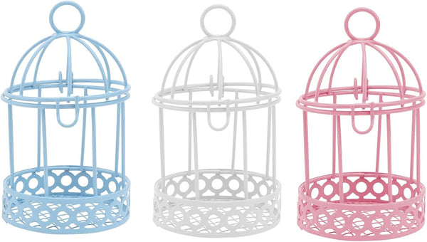 3pcs Mini Birdcage Ornament, Metal Wire Bird Cage for Desktop Storage, Miniature Hanging Decoration