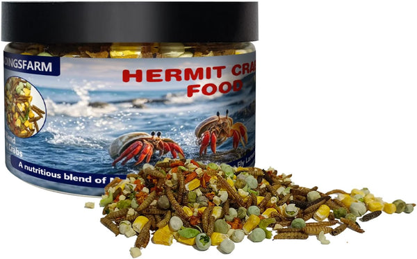 Hermit Crab Food, 4 oz Buffet Blend Mix with Mealworms, Black Soldier