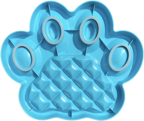 PAW 2-in-1 Interactive Slow Feeder Bowl with Removable Lick Mat - Blue