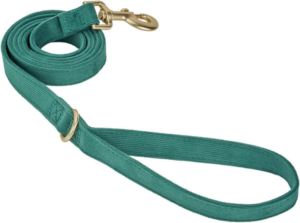Soft Corduroy Fibric Dog Leash, 5 Feet Length Lead with Heavy Duty Rotating Hook for Medium Large Dogs (M, Green)