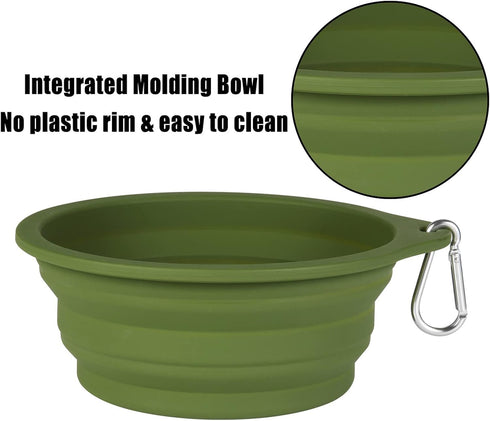 SLSON 2Pack Collapsible Dog Bowl - Integrated Molding Travel Bowl, No Plastic Rim, 600ML (Navy Blue + Dark Green)