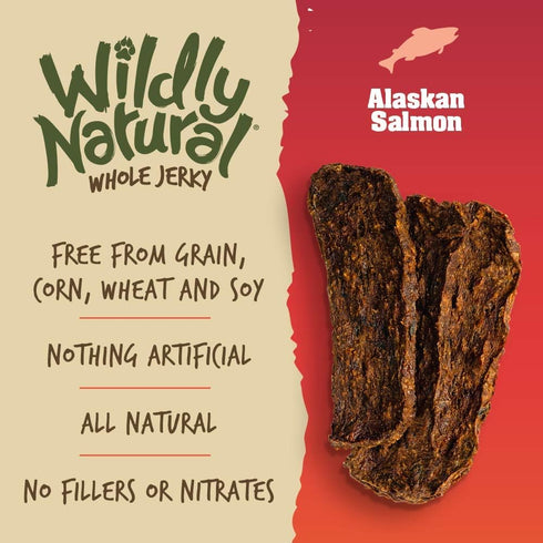 Whole Jerky Dog Treats - Limited Ingredient, Made in USA Jerky - Grain Free & Nothing Artificial - Alaskan Salmon, 5 oz