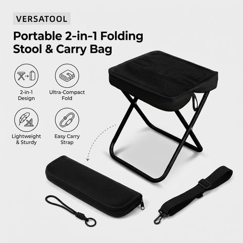 ZLverdeza Backpack 2-in-1 260LBS Foldable Stool, Portable Camping Stool with Sling Bag, Capacity Lightweight Aluminum