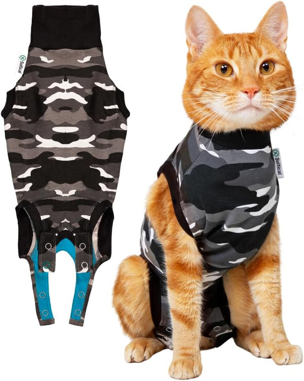 Suitical Recovery Suit for Cats - Spay & Neutering Surgery Recovery Suit for Male or Female, S - Neck to Tail 16.9-20.1
