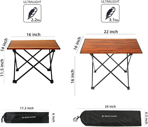 ROCK CLOUD Portable Camping Table, Ultralight Aluminum Folding Beach Table for Camping, Hiking, Outdoor Picnic (Size M)