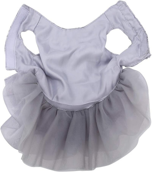 Puppy Clothes, Elegant Sequin Silky Princess Skirt for Pet Dog, Wedding Christmas Festival Costume, Grey-M