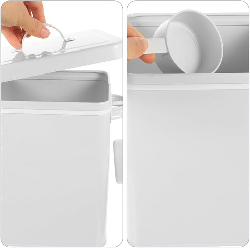 TOPPERFUN Iron Airtight Storage Bucket with Lid White Dry Food Container for Kitchen Flour Canister Suitable for Pantry