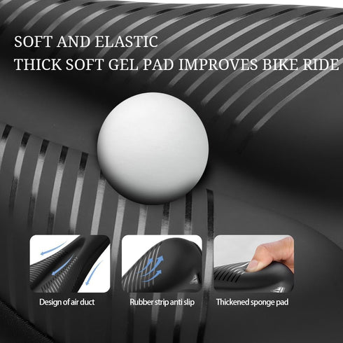 Gel Padded Bike Seat Cover for Men Women, Comfort Narrow Bicycle Seat Cushion for Indoor & Outdoor (11"x7")