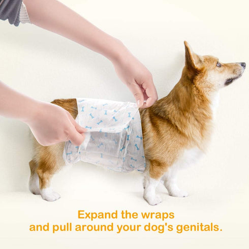 Indicator-56PCS, Dono Disposable Male Dog Diapers with Wetness Super Absorbent Male Wraps Belly Bands for Male Dogs