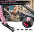 SlowTon Adjustable Dog Seat Belt, 2 in 1 Safety Leash with Elastic Nylon Bungee Buffer, Reflective Tether (Pink)