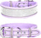 Rhinestone Dog Collar, Dazzling Sparkling Soft Suede Reflective Collar for Medium & Large Dogs (S:12-15", Purple)