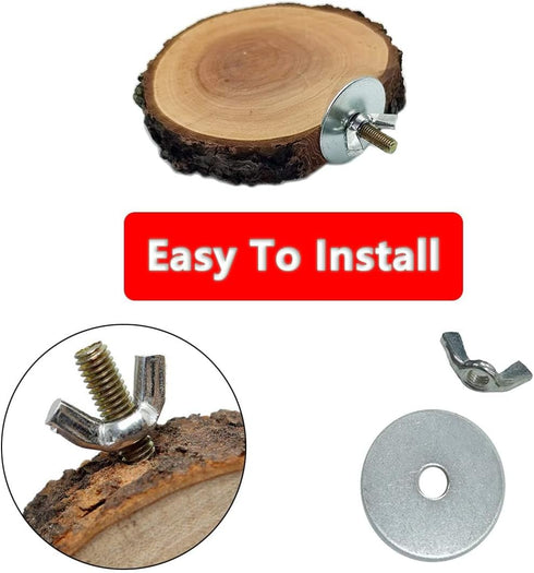 Hamiledyi Perch Platform for Bird Cage, Natural Round Wooden Stand Toy for Canary Parakeet Cockatiel (3 Pcs)