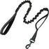rabbitgoo 6FT Tactical Dog Leash, Black Military Bungee Dog Training Leash with 2 Padded Control Handles for Medium