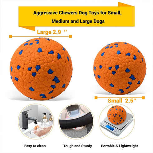 Dog Balls Toys for Aggressive Chewers, Indestructible Bouncy Floating Balls for Fetch, Durable Rubber (2 Pack)