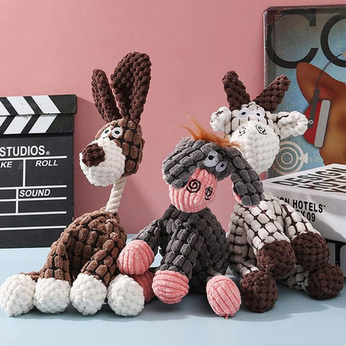 Squeaky Dog Toys for Puppy - 3 Pack Stuffed Animal Plush Toys with Squeakers for Small Medium Large Dogs