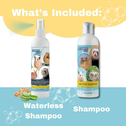 8oz 8oz Set Small Critter Shampoo Bundle - Fragrance Free & No Rinse Shampoo for Ferrets, Guinea Pigs, Hedgehogs, Sugar