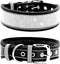 Rhinestone Dog Collar, Dazzling Soft Suede Reflective Crystal Diamond Collar for Medium & Large Dogs (L:19-23", Black)