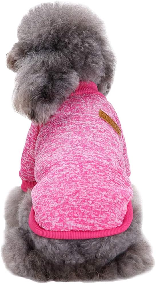 Pet Dog Classic Knitwear Sweater, Warm Winter Coat for Small Dogs (S, Rose)