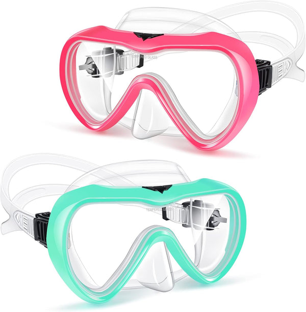 Supertrip Adult Swim Goggles - 2 Pack Snorkel Mask Diving Mask with Nose Cover, Tempered Glass