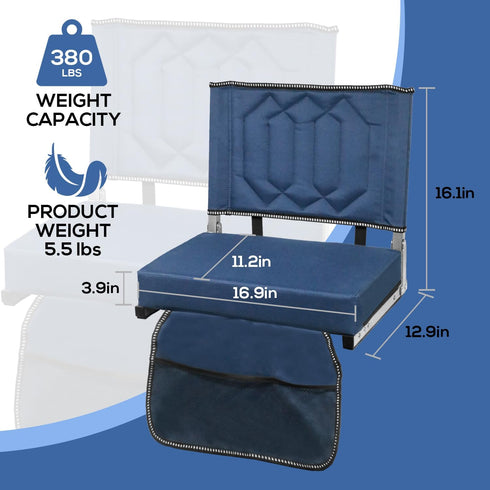 Stadium Seats for Bleachers with Back Support, Bleacher Seats with Backs and Cushion Wide, Portable Folding Comfort