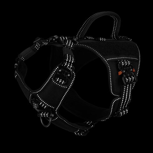 ICEFANG GN8 Tactical Dog Harness with 4X Metal Buckles, Reflective No-Pull K9 Vest for Small Dogs (Black, Small)