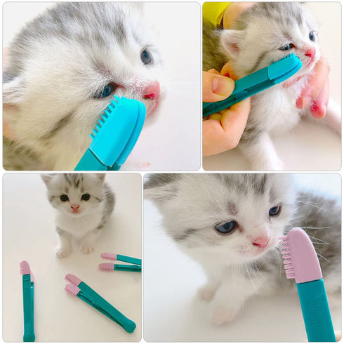 Balacoo 4pcs Brush Set - Plastic Eye Dogs Mini Combs for Cleaning Tear Stains, Lightweight Grooming Kit for Pets
