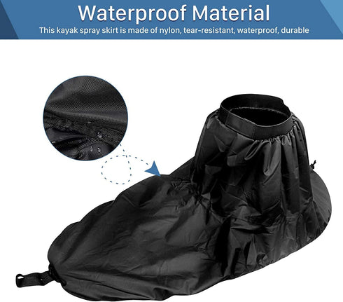 GOTOTOP Kayak Spray Skirt, Universal Adjustable Nylon Waterproof Cover for Water Sports