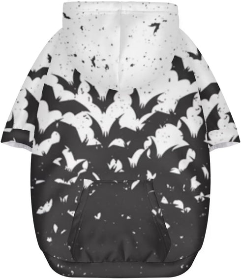 Dog Halloween Costume, Black & White Splash Bat Hoodie Sweatshirt with Hat for Small Medium Large Dogs Cats, L