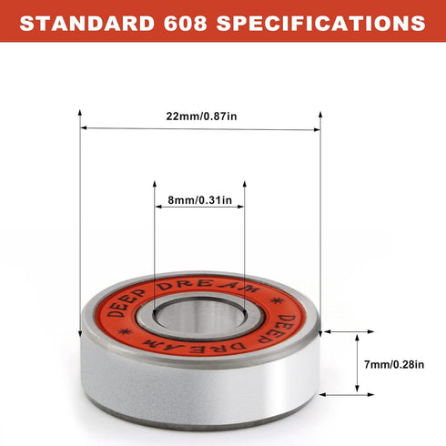 Premium 20Pcs 608rs Skateboard Bearings, Longboard Bearings (8x22x7mm) for Double Rubber Sealed Deep Groove