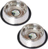ICONIC PET 2 Pack Stainless Steel Non-Skid Pet Food/Water Bowls - 16 oz with Rubber Rings, Rust-Free and Stable