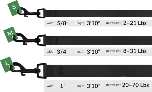 CollarDirect Waterproof Dog Leash Small Medium Large Durable Pet Leashes for Walking Training Running (L, Black)