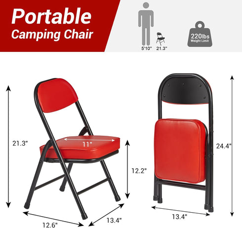 Mini Padded Folding Chairs, Garage Stool, Portable Camping Chair with Cushion, Lightweight Lawn Chair, for Outdoor
