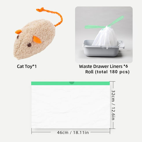KropBom 180 Count MW-SC01/SC02/SC09/LR01/LR02, Drawstring-18" 12.6" Self-Cleaning Cat Litter Box Liners Bags Fit