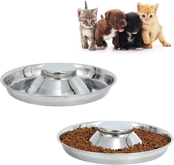 Stainless Steel Puppy Kitten Dish, Whelping Weaning Dishes Feeder, 11.8inch (2 Pack)