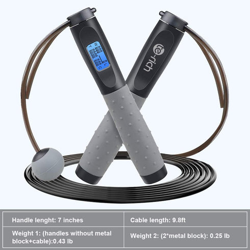 Te-Rich Jump Rope | Weighted Skipping Rope with Counter - Heavy Handles, Adjustable Length for Fitness Training