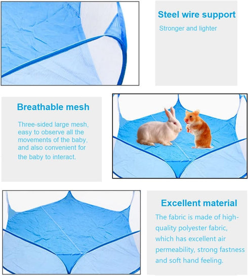 Chinchilla Guinea Pig Playpen Rabbit Cage Breathable & Transparent Small Animal Cage, Pop Open Outdoor/Indoor Exercise