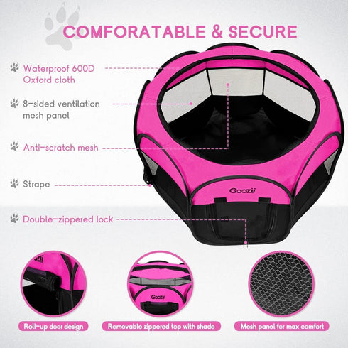 Pet Cat Playpen, Portable Foldable Dog Playpen for Indoor Cats, Outdoor Tent Crate Cage with Zipper Top Cover (Small,
